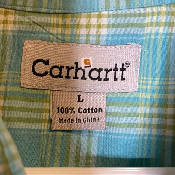 Carhartt Teal-Green Short Sleeve Button Down Shirt in Large - Picture 2 of 4